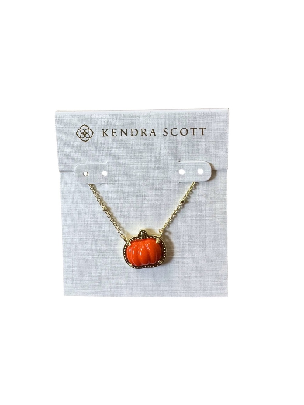 NWOT Kendra Scott Orange Pumpkin Gold Pendant Necklace